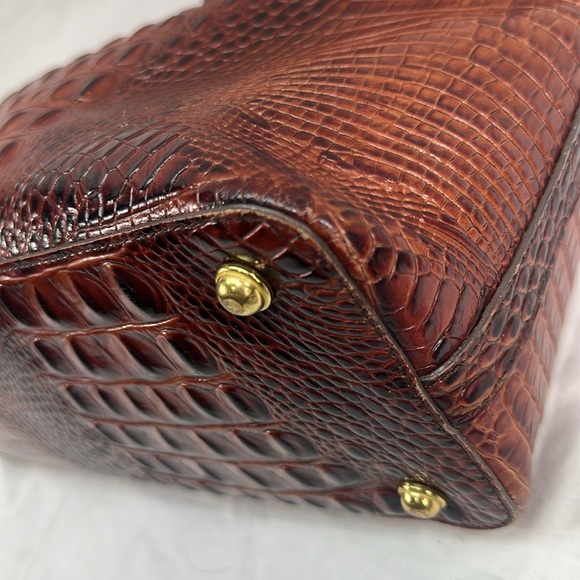 SOLD!! Lg Duxbury Dome Croc Embossed Leather Satchel Shoulder Bag W/Strap/Cover - Picture 8 of 16